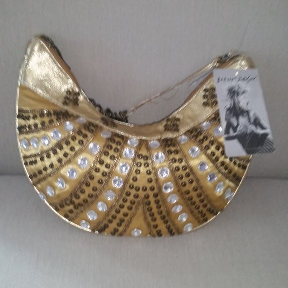 Rare vintage Betsey Johnson gold hobo sequined bag NWT - Picture 1 of 6